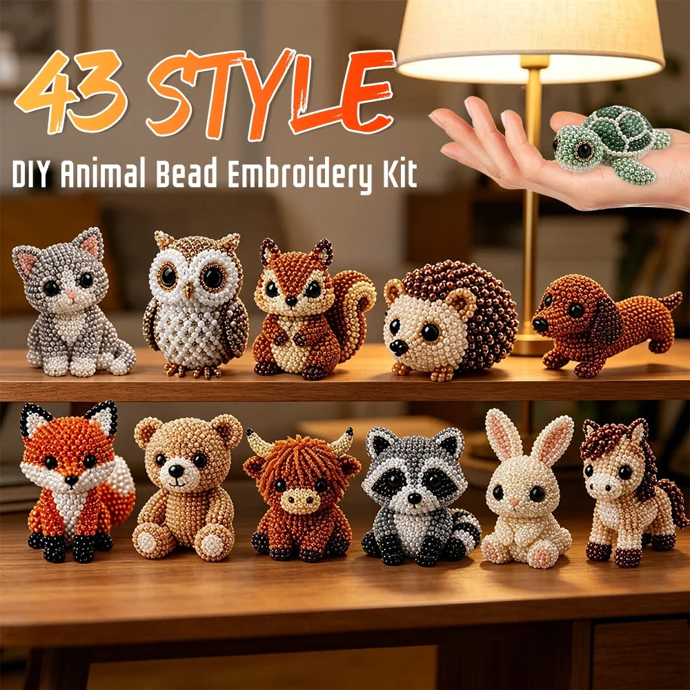 3D DIY Animal Beading Figurine Kit – Creative Bead Art Set DIY Beading Kit Qme