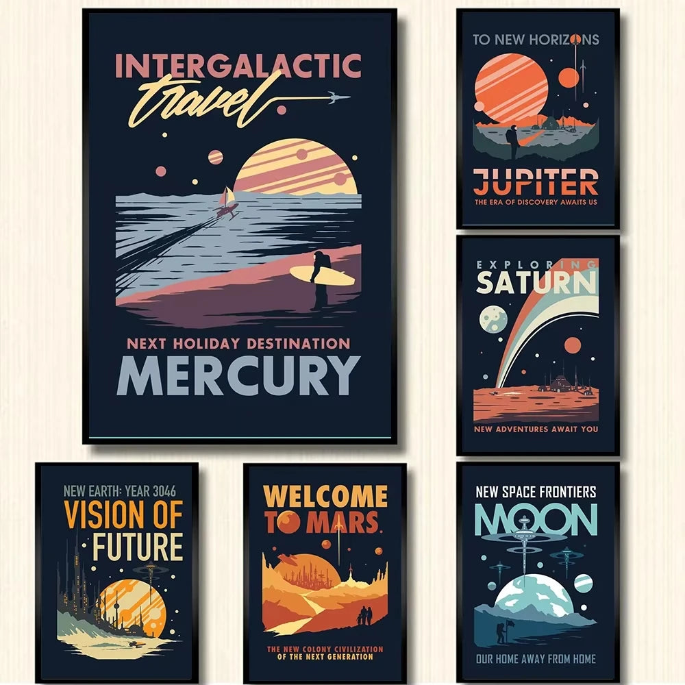 Welcome to Mars Retro Futuristic Canvas Wall Art Print Canvas Wall Art Qst