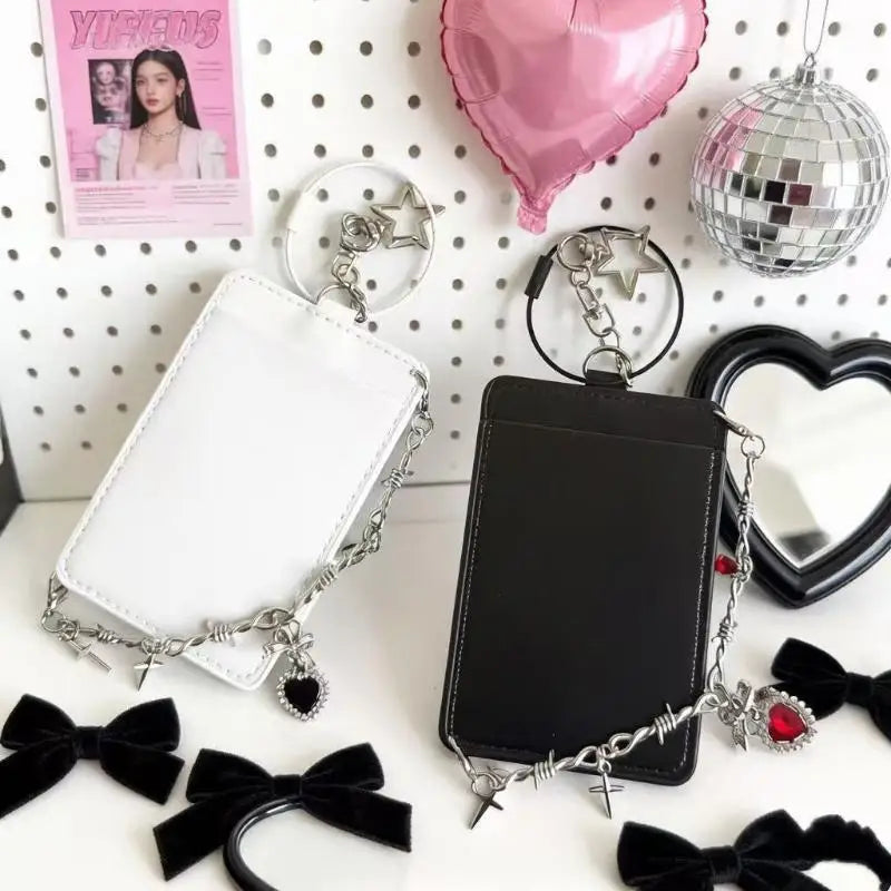 Kpop Photocard Holder PU Leather Card Cover with Key Ring Photocard Card Holder Qme
