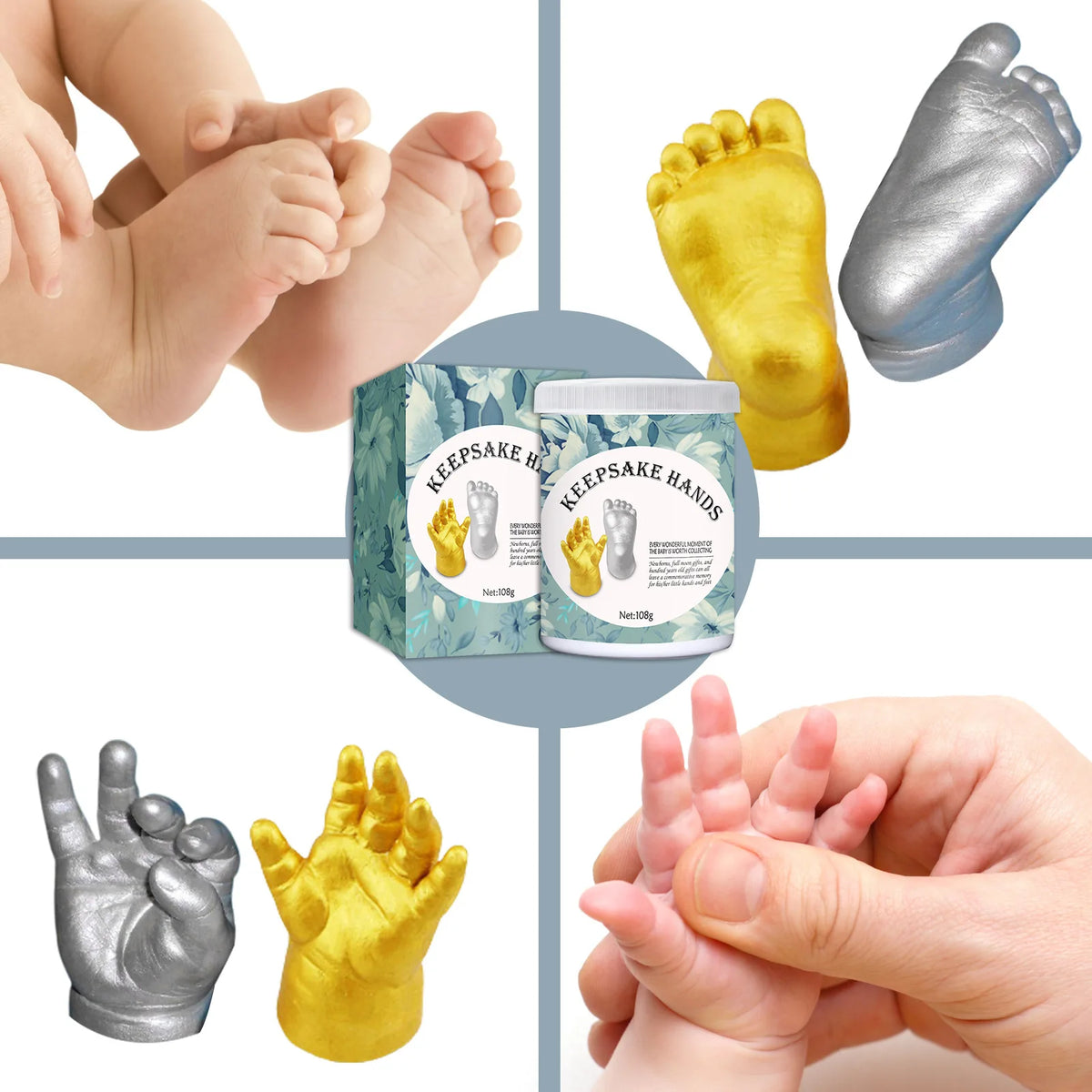 Baby 3D Hand & Foot Clone Casting Kit – Milestone Keepsake Baby Casting Kit Qst