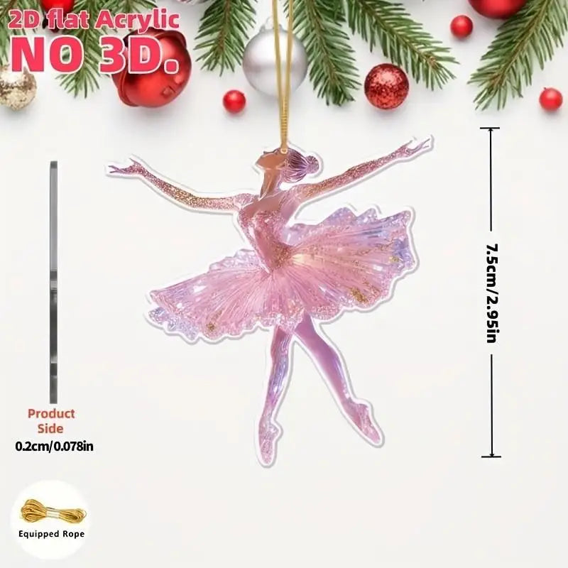 Acrylic Ballerina Christmas Ornament – Sparkling Dance Pendant Christmas Ornament Qme A1