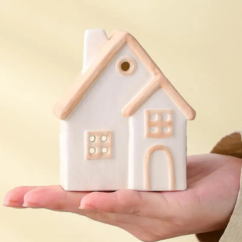Painted Ceramic House Candle Holder – Christmas Home Decor Ceramic Candle Holder Qst
