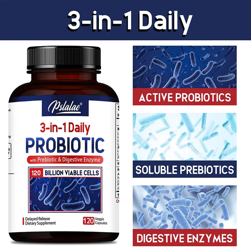 Probiotics Prebiotics & Digestive Enzymes – 120B CFU 32 Strains Probiotic Supplement Qst