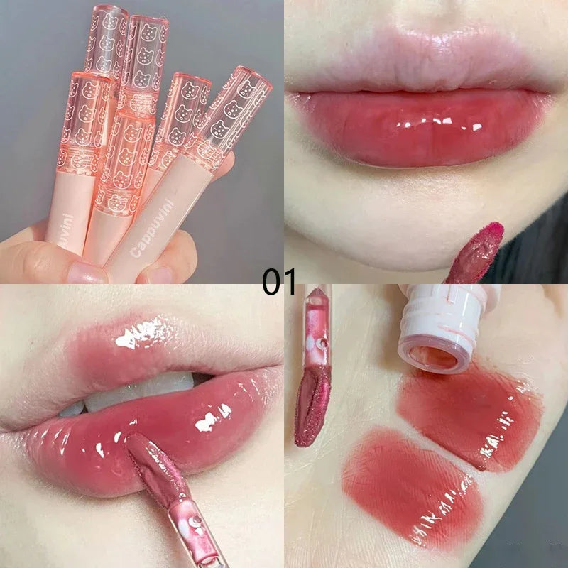 Mirror Water Lip Gloss – Cherry Pink Waterproof & Moisturizing Lip Gloss Qme 01