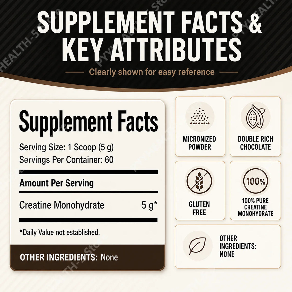 Creatine Monohydrate Powder Chocolate 10.6oz – 60 Servings Creatine Supplement Qst
