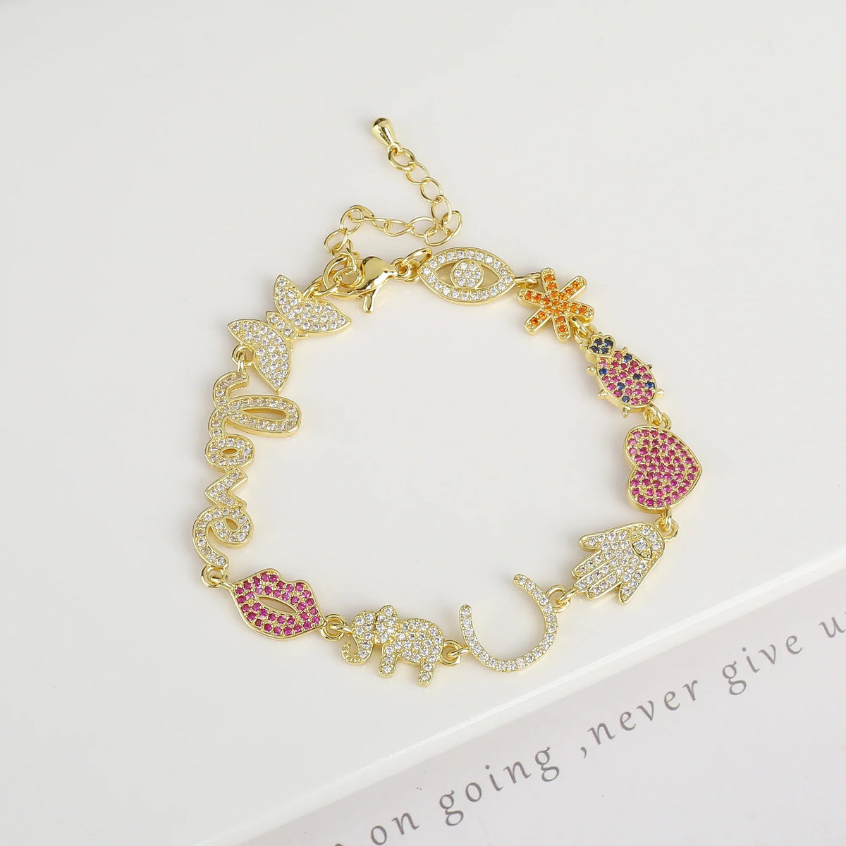 Zirconia Lips Butterfly Alphabet Combination Bracelet – 8 Designs Charm Bracelet Qme 3