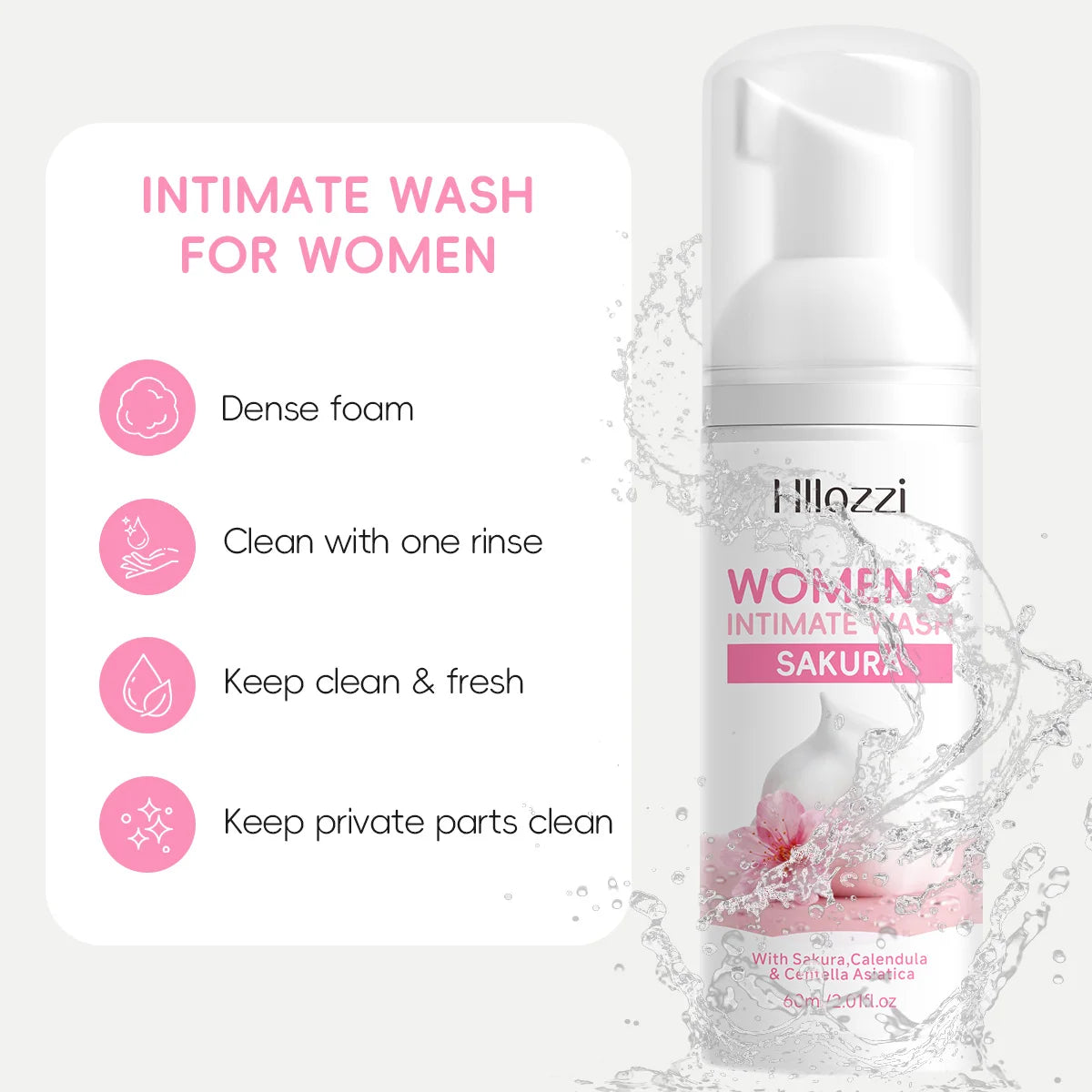 Women's Sakura Intimate Wash – Gentle Daily Foam Cleanser Intimate Hygiene Wash Qst