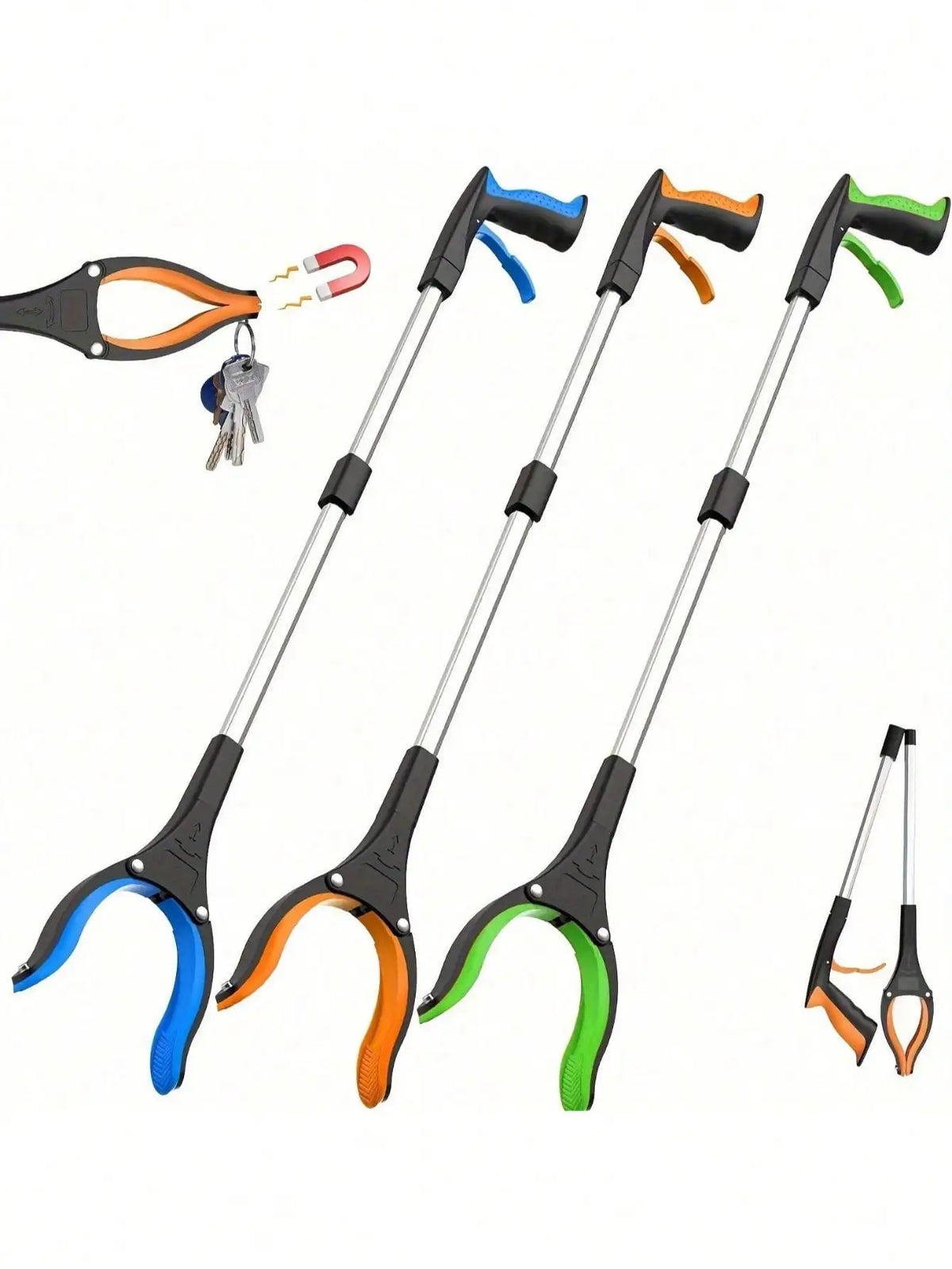 Foldable Extendable Grabber Reacher Tool – 360° Rotating, Lightweight Grabber Reacher Tool Qme