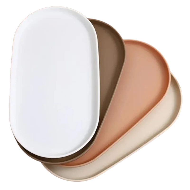 Stackable Oval Serving Plate Dessert Fruit Tray | 5 Colors Oval Serving Plate Qme 4pcs Mixed