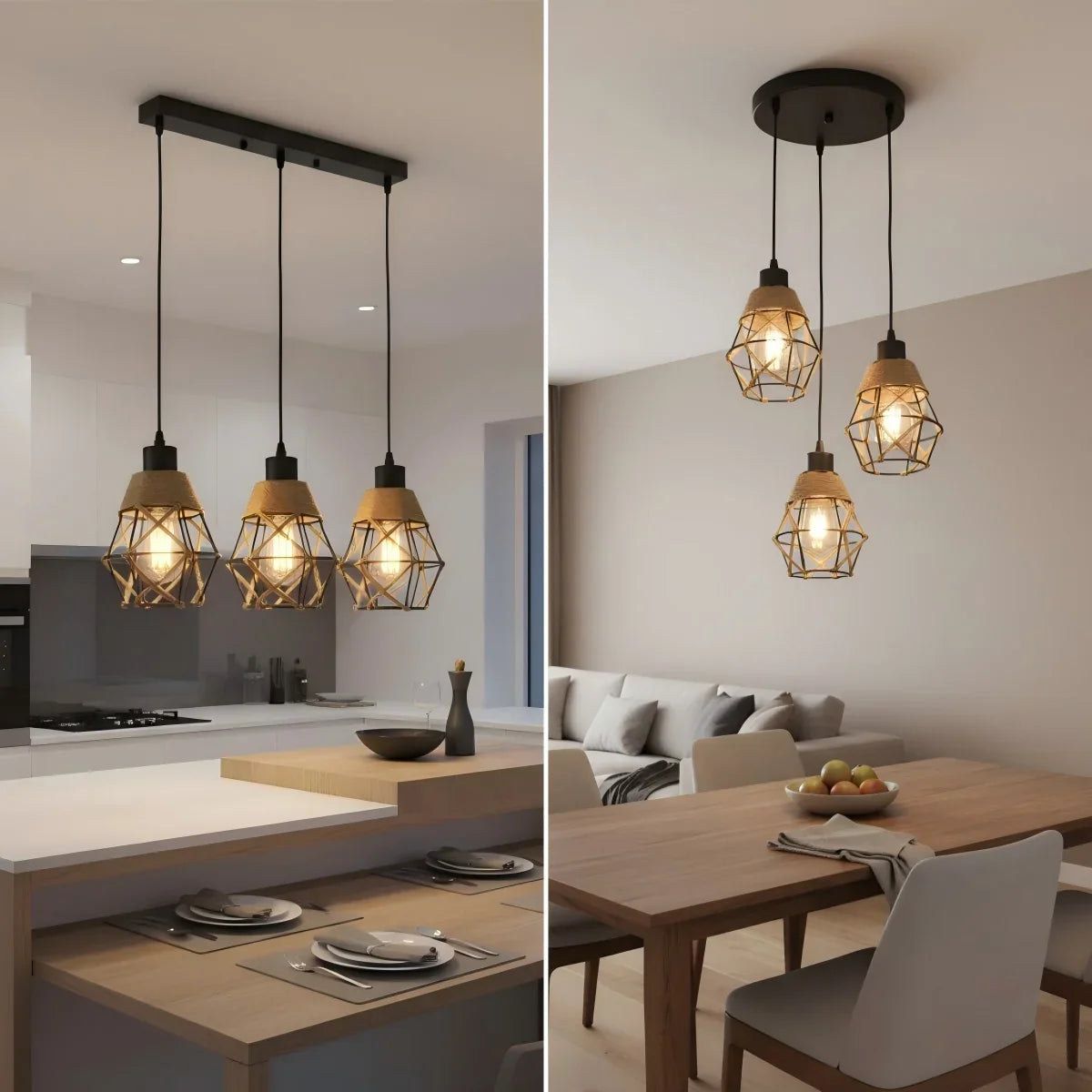 Vintage Hemp Rope Pendant Light – Retro Industrial Lamp Pendant Light Qme