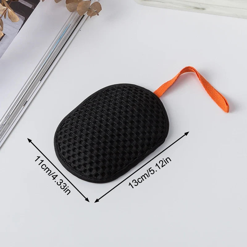 2-in-1 Bath Loofah Glove | Double-Sided Exfoliating Scrub Mitt Bath Exfoliating Glove Qme soap bag Black