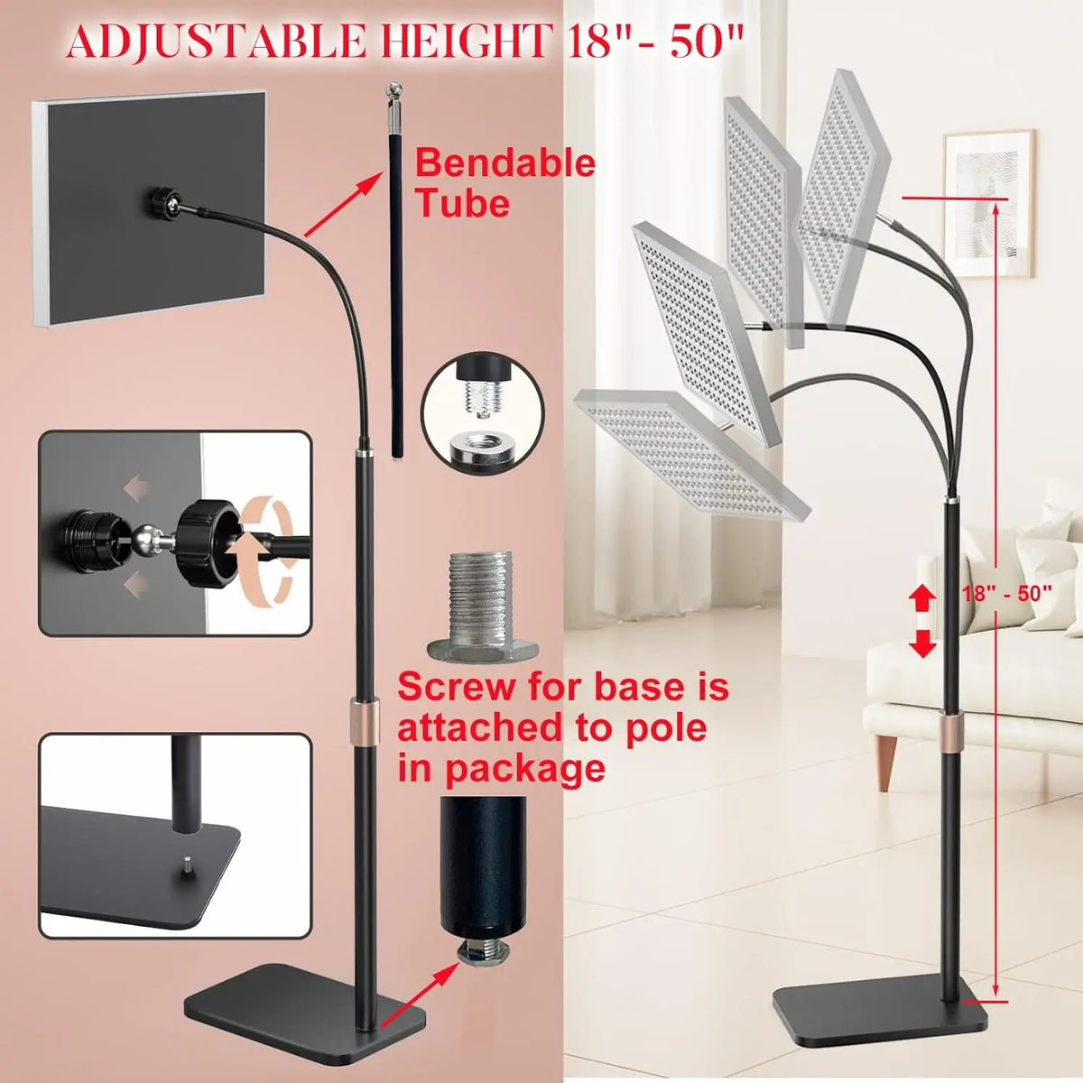 225 LED Red Light Therapy Panel 660nm 850nm with Adjustable Stand Red Light Therapy Panel Qst