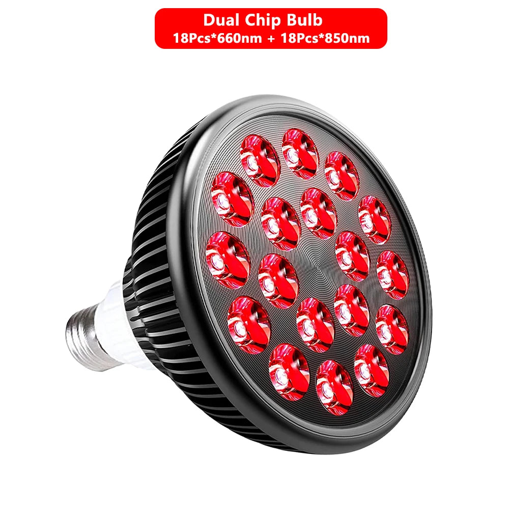E27 54W Red Light Therapy Lamp 660nm 850nm Infrared Bulb Red Light Therapy Lamp Qst Dual Chip