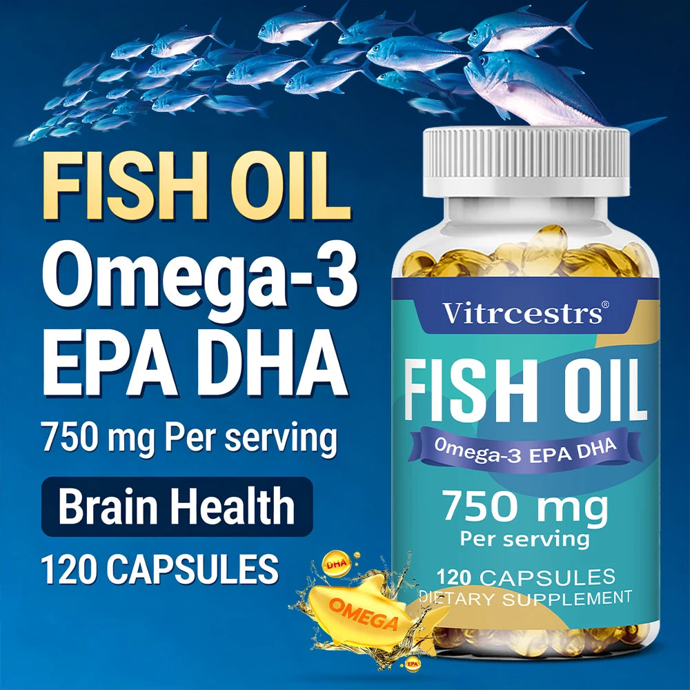 Kenofor Fish Oil Omega-3 750mg – Non-GMO Dietary Supplement Omega-3 Supplement Qst