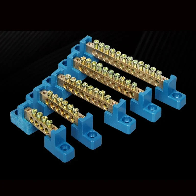 Copper Ground Bar Terminal Block | 4–12 Hole Distribution Box Ground Bar Terminal Block Qme