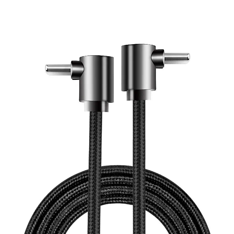 USB-C 90° Right Angle Fast Charging Cable – Nylon Braided USB-C Charging Cable Qme Black Double 1m