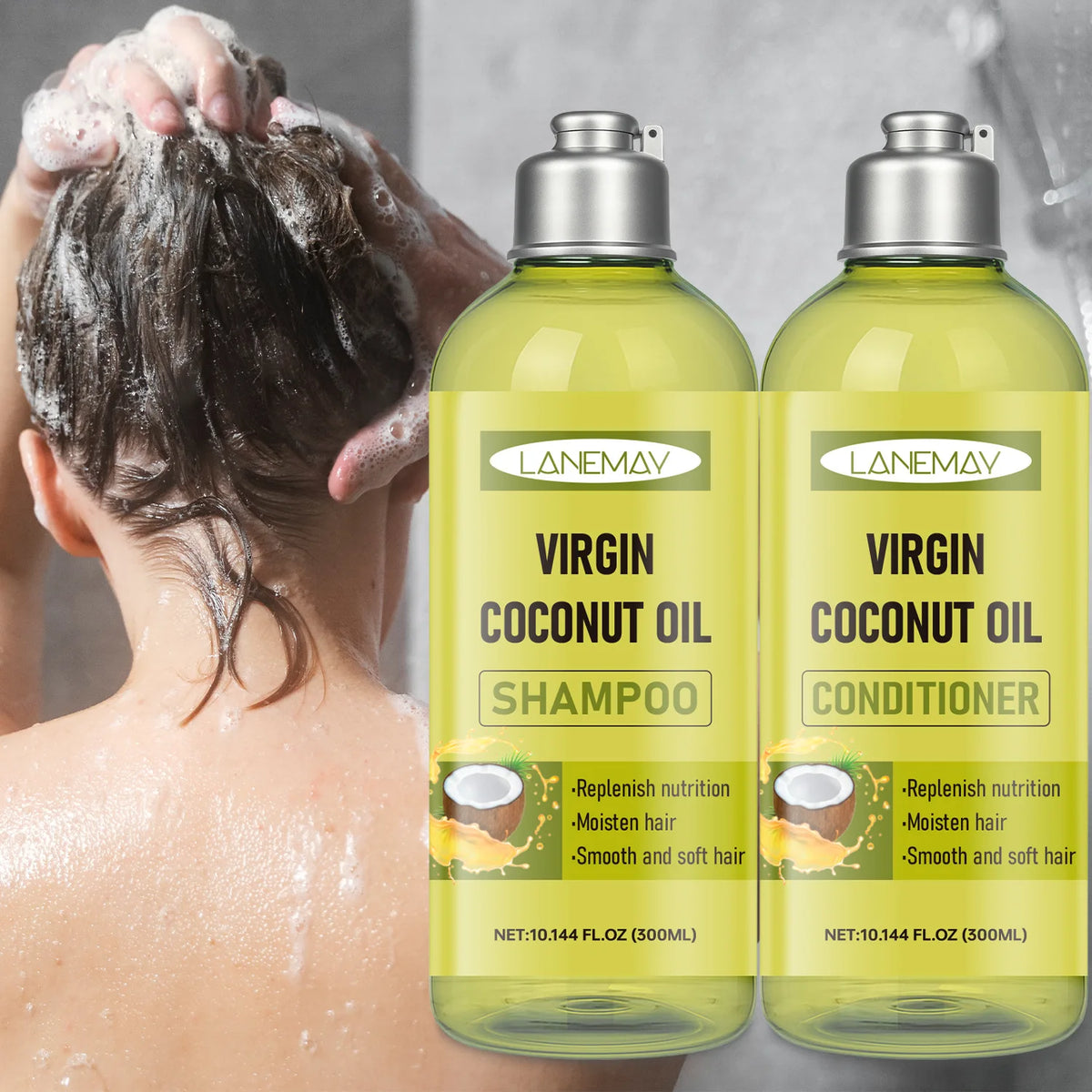 Lanemay Virgin Coconut Oil Shampoo & Conditioner Set Shampoo & Conditioner Set Qst Nourishing