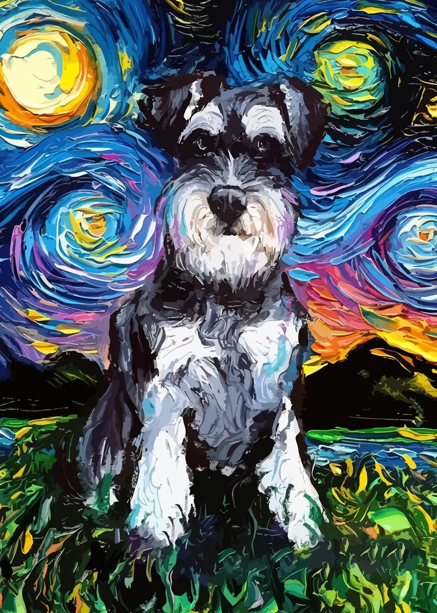 Van Gogh Starry Night Dog Canvas Print | German Shepherd Wall Art Canvas Wall Art Qst N 60X90cm No Framed