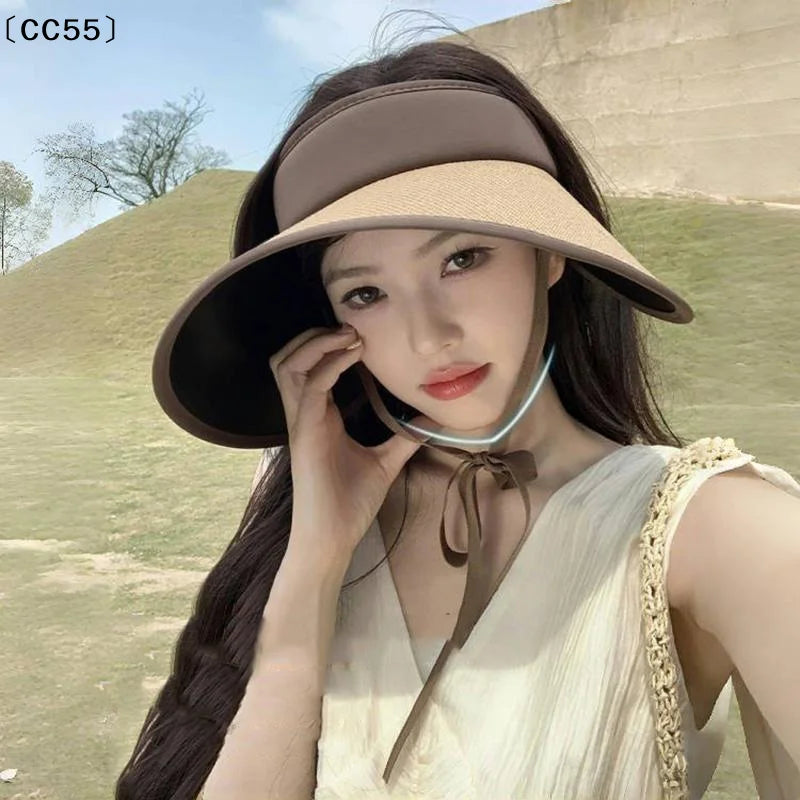 Women's Wide Brim Open-Top Foldable Sun Hat | UV Shade Wide Brim Sun Hat Qst