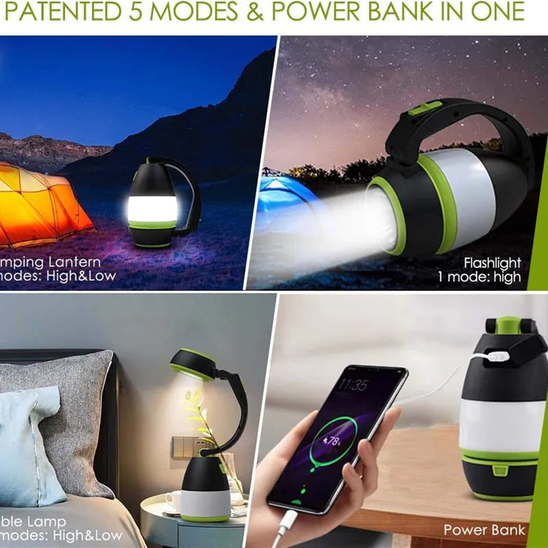 LED Camping Lamp 3-in-1 Flashlight USB Rechargeable Waterproof LED Camping Lamp Qme