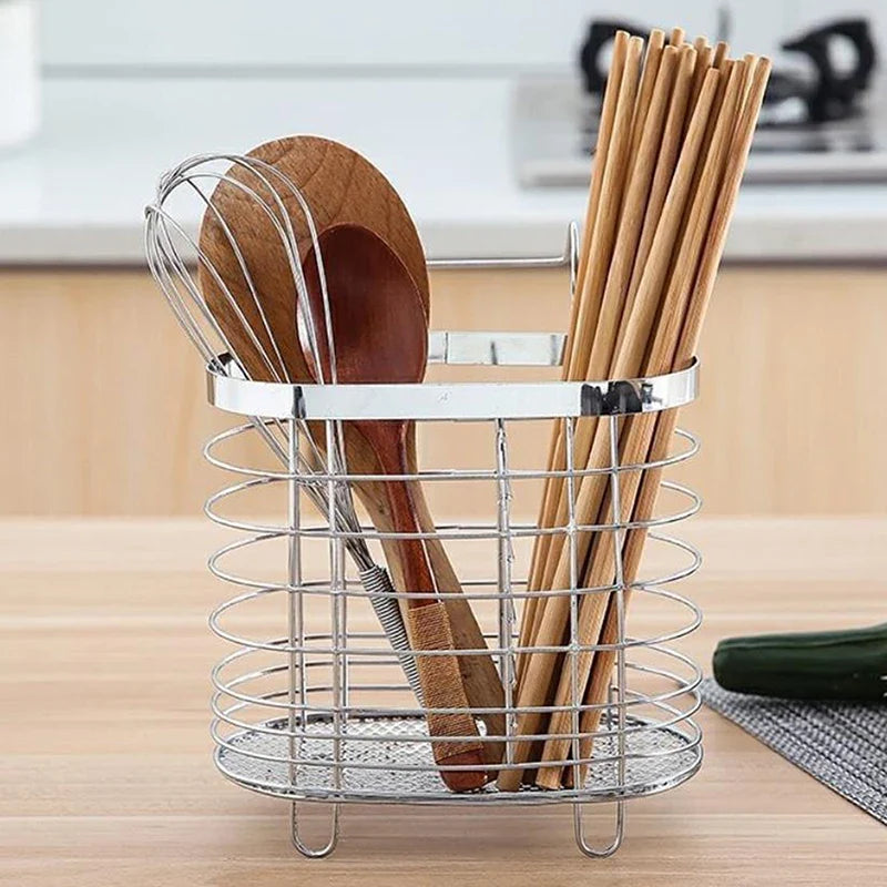 Stainless Steel Cutlery Holder & Drainer Rack | Kitchen Organizer Cutlery Organizer Rack Qme