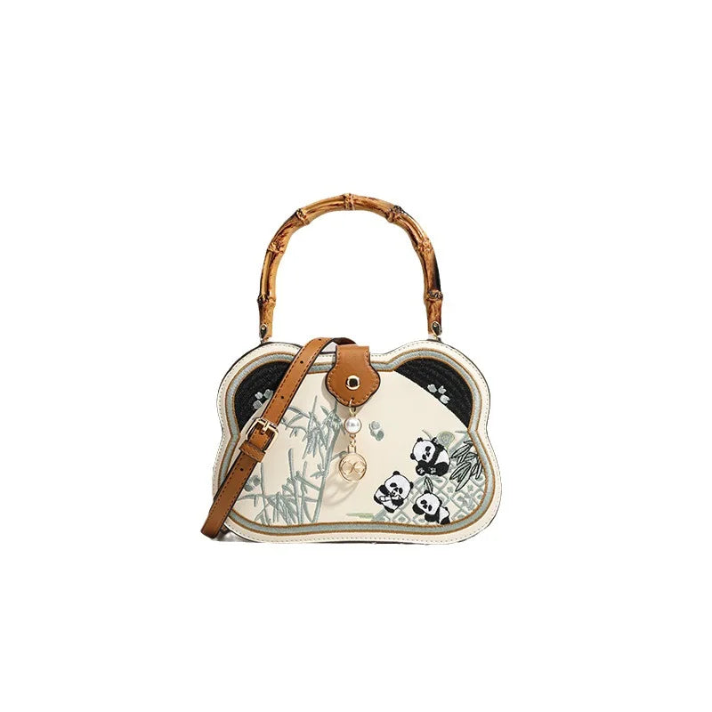 Bamboo Crossbody Bag – Cartoon Panda PU Leather Shoulder Bag Crossbody Handbag Qme