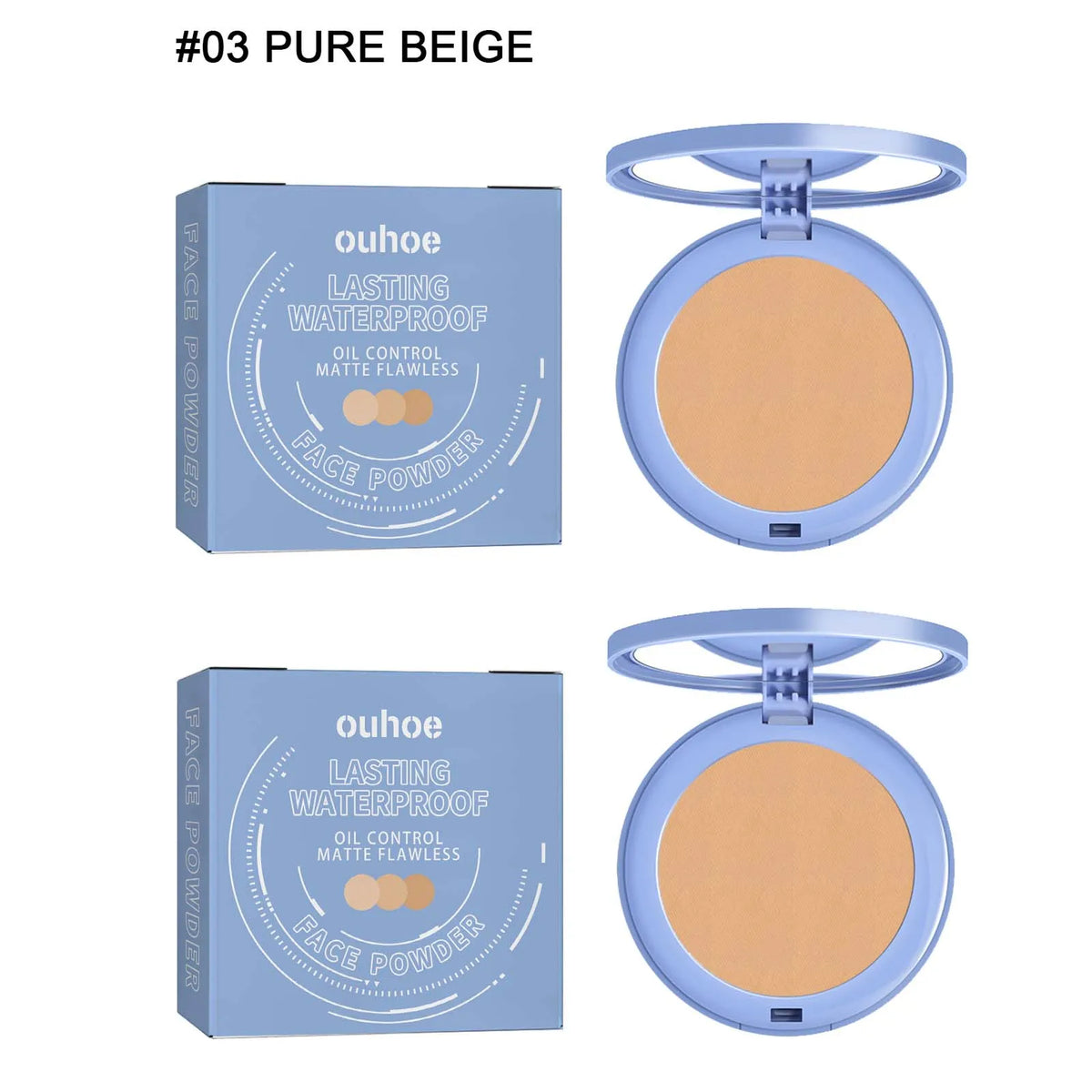 Qme Face Setting Pressed Powder – Oil Control & Waterproof Setting Pressed Powder Qme 2Pc pure beige