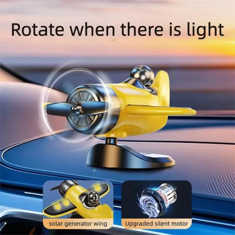 Solar Rotating Airplane Car Dashboard Ornament 360° Spin Car Dashboard Ornament Qst