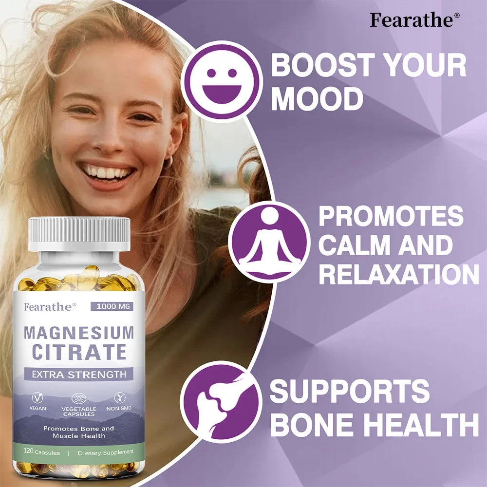Magnesium Citrate 1000mg – High Absorption 120 Capsules Mineral Supplement Qst
