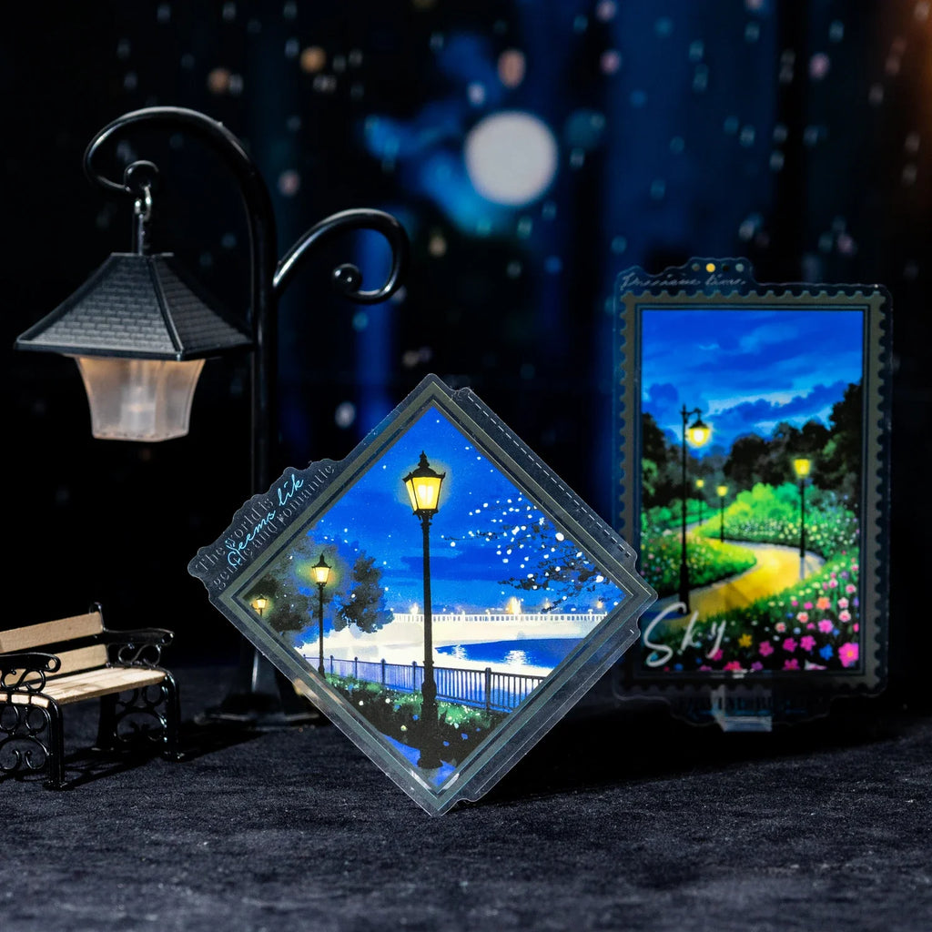 Night View City PET Stickers – Scrapbooking & DIY Collage DIY Craft Stickers Qme