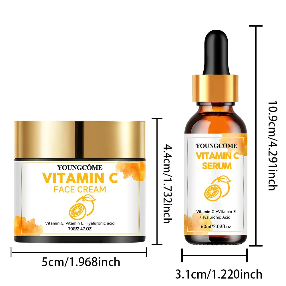 YOUNGCOME Vitamin C Brightening Face Cream & Serum Set Vitamin C Face Serum Qst 60ml 70g