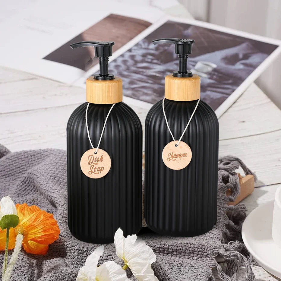 Bamboo Pump Refillable Soap Dispenser 500ml – 5 Colors Soap Dispenser Qme