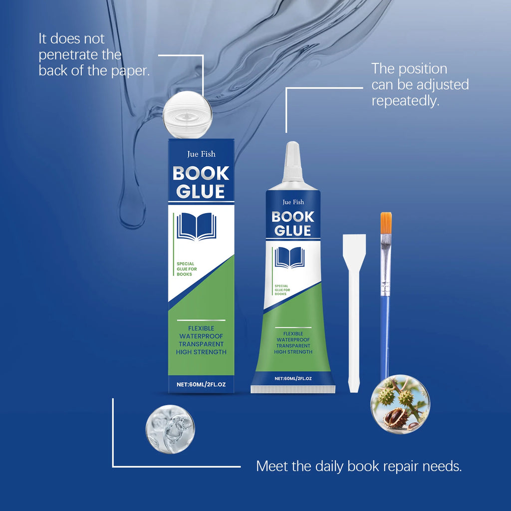 60ml Book Repair Glue – Waterproof Quick-Dry Binding Adhesive Book Repair Glue Qst
