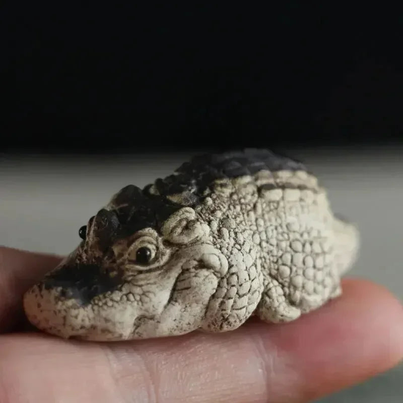 Mini Crocodile Tea Pet Ornament | Handmade Resin Teapot Decor Tea Pet Ornament Qme