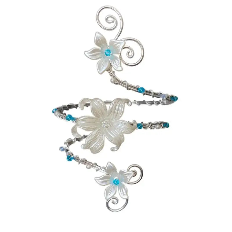 Elegant Hollow Flower Bangle | Adjustable Open Arm Bracelet Floral Bangle Bracelet Qme
