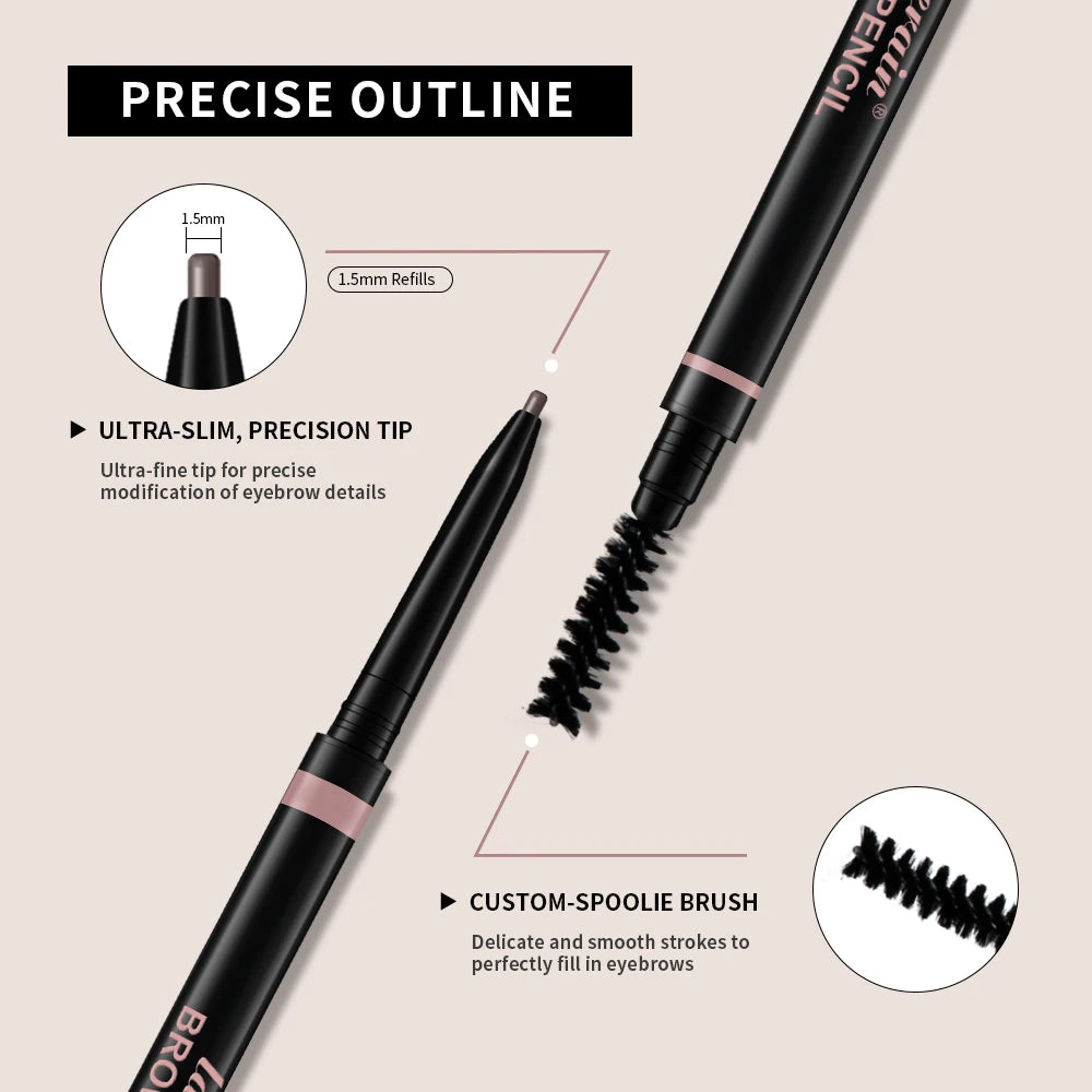 Waterproof Ultra Fine Double-Head Eyebrow Pen – Dark Brown Eyebrow Pencil Qst
