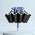 20-Bone Windproof Reverse Folding Umbrella – UV & Reflective Windproof Folding Umbrella Qst Blue 10K metal-fiber composite