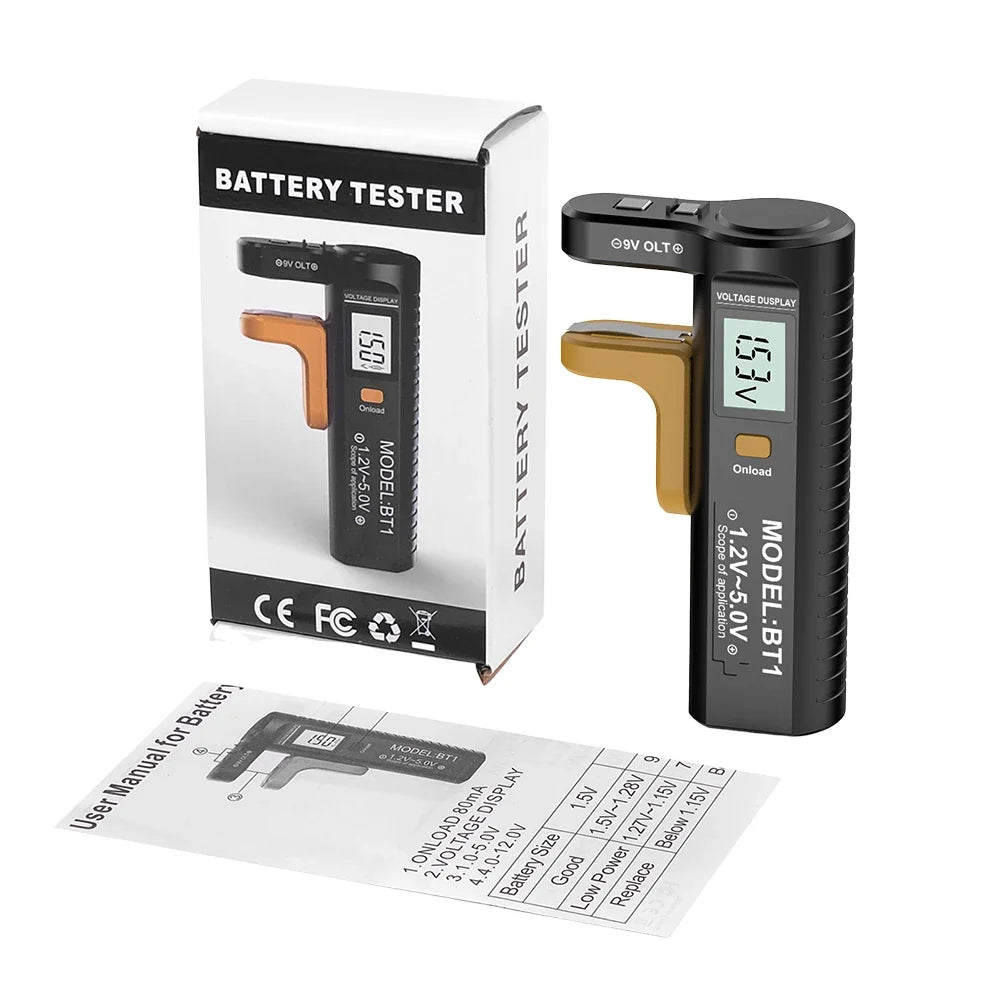 Digital Battery Tester – Volt & Capacity Checker AA AAA Button Cell Battery Tester Qme