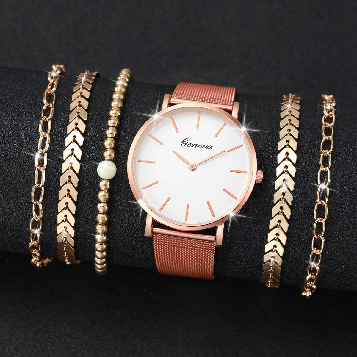 Women's Quartz Watch Simple Dial Mesh Band Bracelet Quartz Bracelet Watch Qme