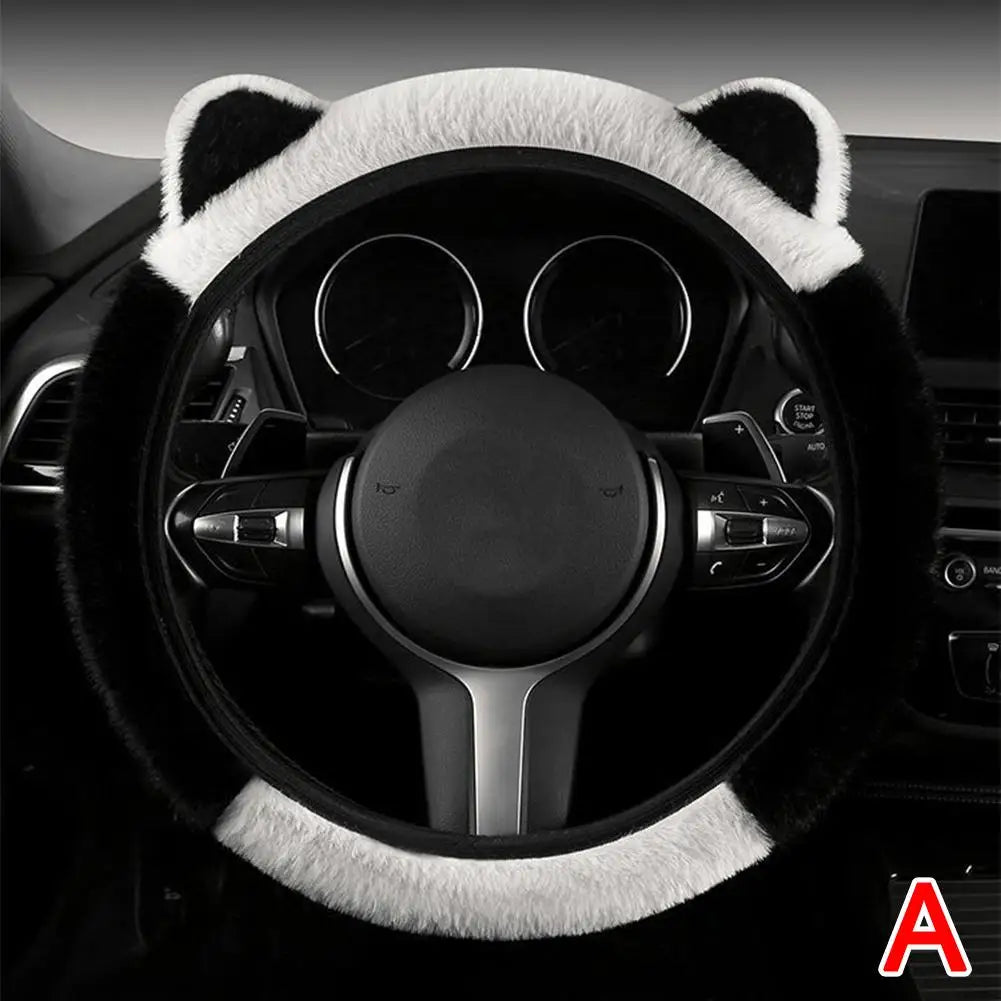 Winter Plush Steering Wheel Cover – Non-Slip Universal Fit Steering Wheel Cover Qme A