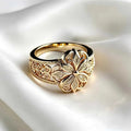 Vintage Flower Filigree Ring – Silver Hollow Floral Statement Filigree Statement Ring Qme golden 7