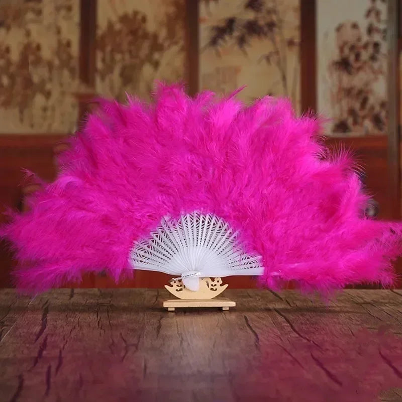 Soft Fluffy Feather Fan – Burlesque Dance & Fancy Dress Costume Feather Fan Qme
