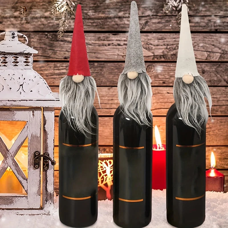 Christmas Elf Dwarf Faceless Doll Wine Bottle Covers – Set of 6 Christmas Bottle Covers Qme