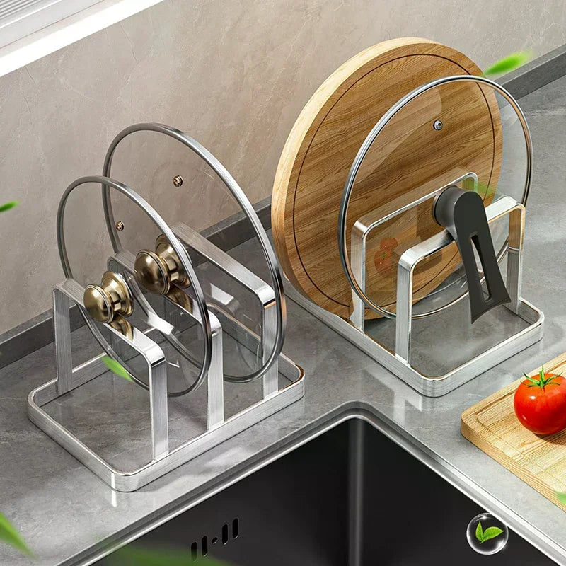 Stainless Steel Pot Lid & Cutting Board Organizer Rack Kitchen Organizer Rack Qme