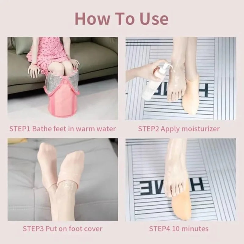 Silicone Moisturizing Gloves & Socks – Hands & Feet Care Set Moisturizing Spa Gloves Qme