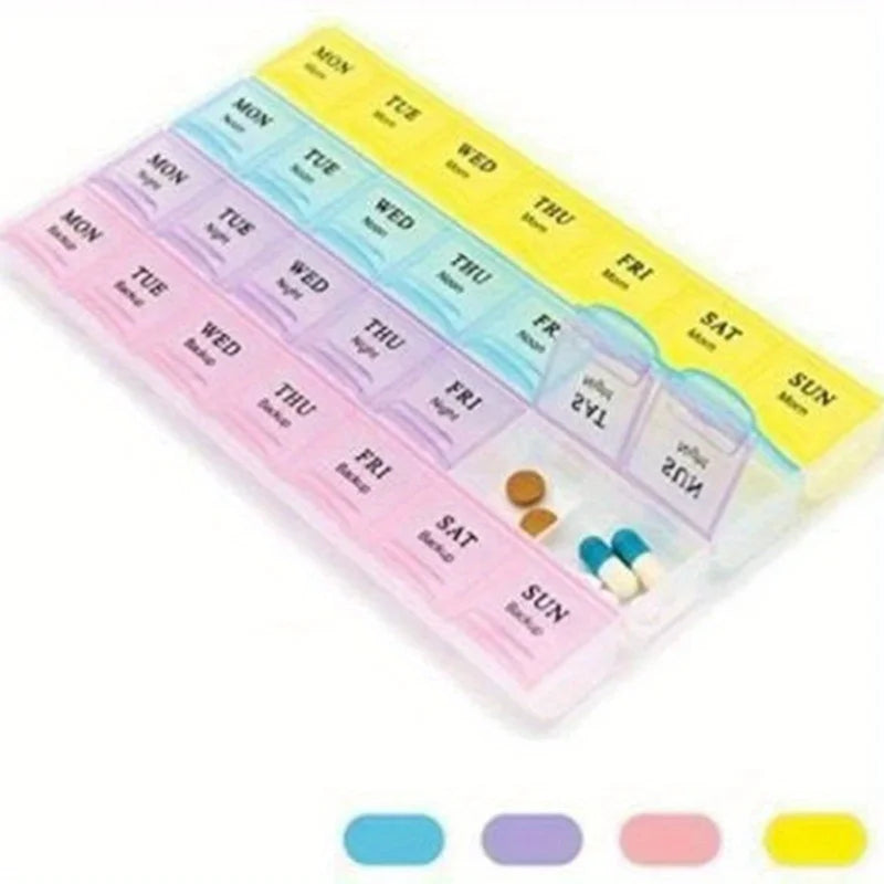 Portable 28-Grid Large Capacity Medicine Organizer Box Pill Organizer Box Qme 8.54 4.72 0.79inch