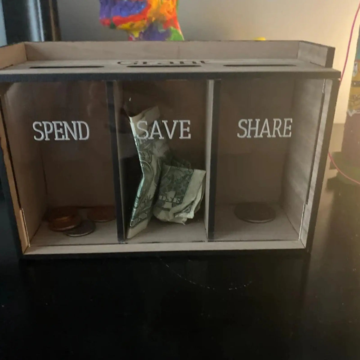 Wooden 3-Compartment Coin Saving Bank | Removable Sections Wooden Money Bank Qme