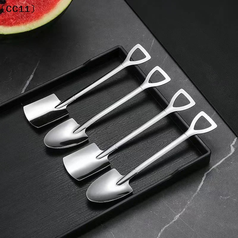 Stainless Steel Shovel Teaspoon – Coffee & Dessert Spoon Novelty Teaspoon Qme