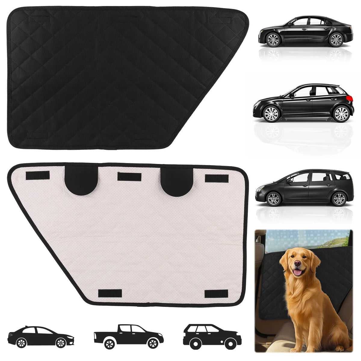 Waterproof Dog Car Door Protector 2-Pack – Washable Cover Pet Car Door Cover Qme
