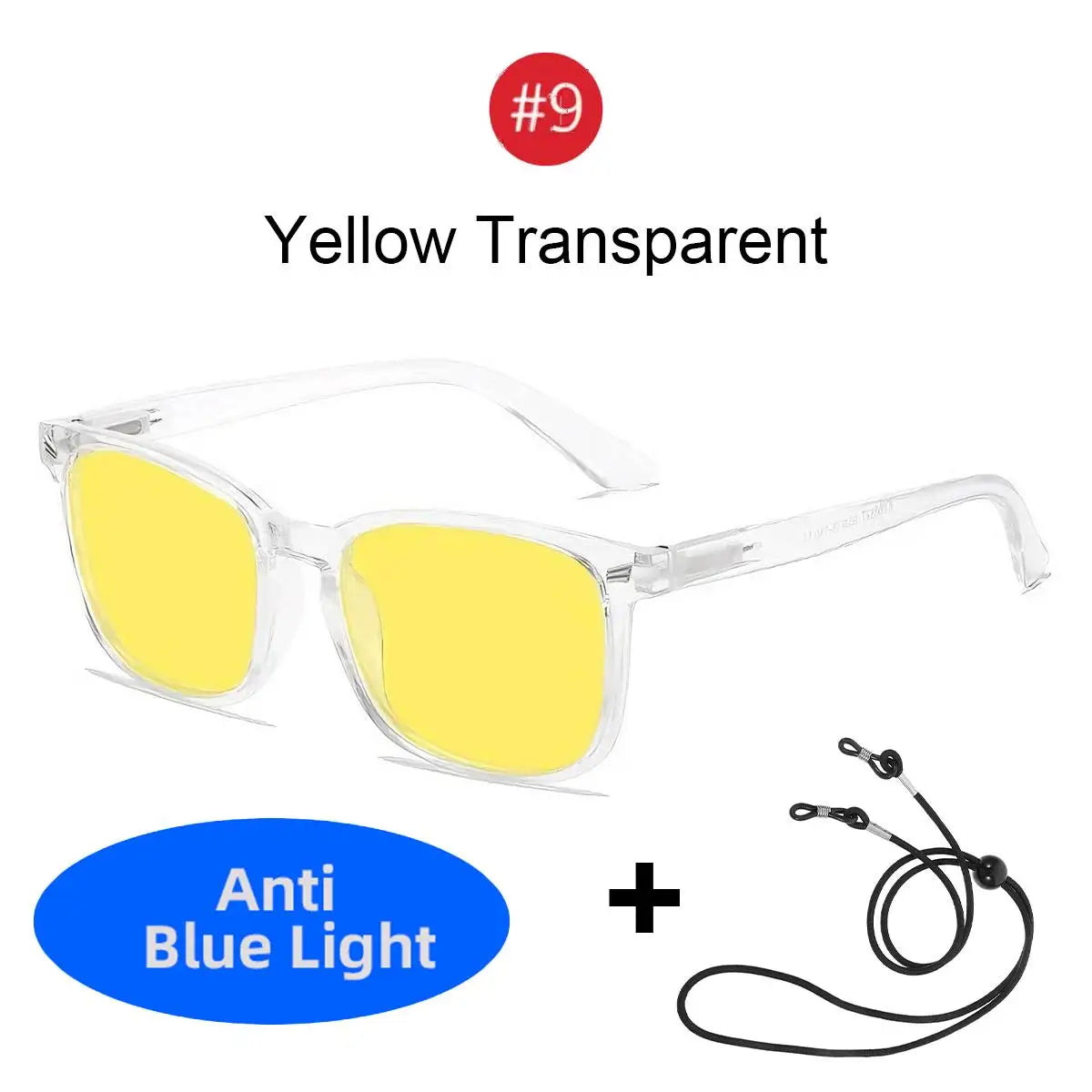 VOPHA S70 Red Lens Blue Light Blocking Glasses – Unisex Square Blue Light Glasses Qst Yellow Transparent